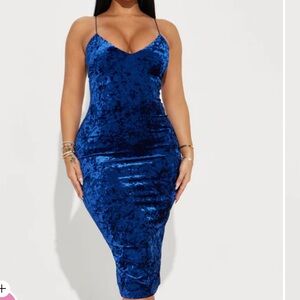 Fashion Nova Velvet Midi Dress - Royal Blue